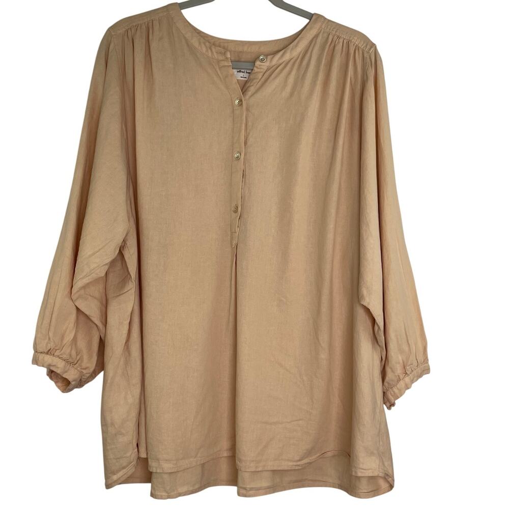 Aritzia Wilfred Free light peach Bohemian Romantic Blouse Linen Blend Large